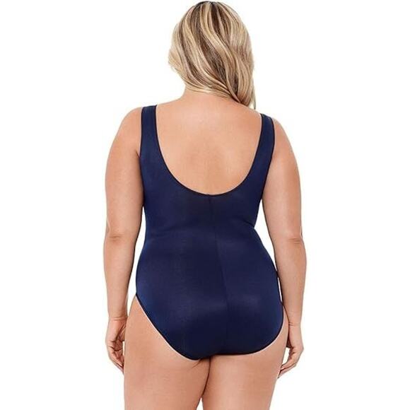 Miraclesuit Plus Size Illusionists Palma One Piece Swimsuit Midnight Blue 18W - Picture 2 of 8